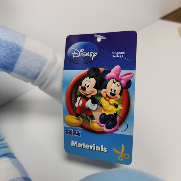 Disney Mickey Mouse Plush Toy Gingham Sega Series 1 Pie Eye Blue Check - Picture 4 of 8
